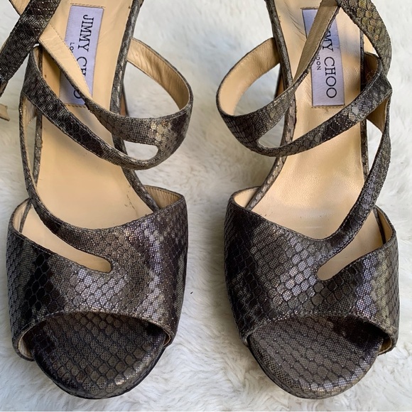 Jimmy Choo Women's Virtue Shimmer Snake Print Heels Size 40 - Picture 4 of 16